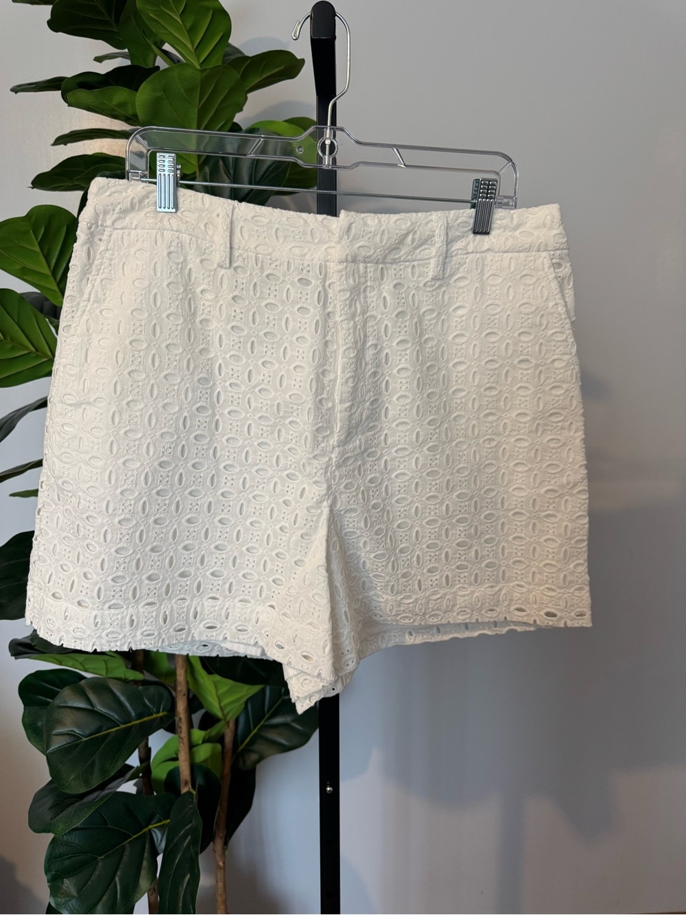 INC International Concepts Cream Eyelet High Waist Shorts